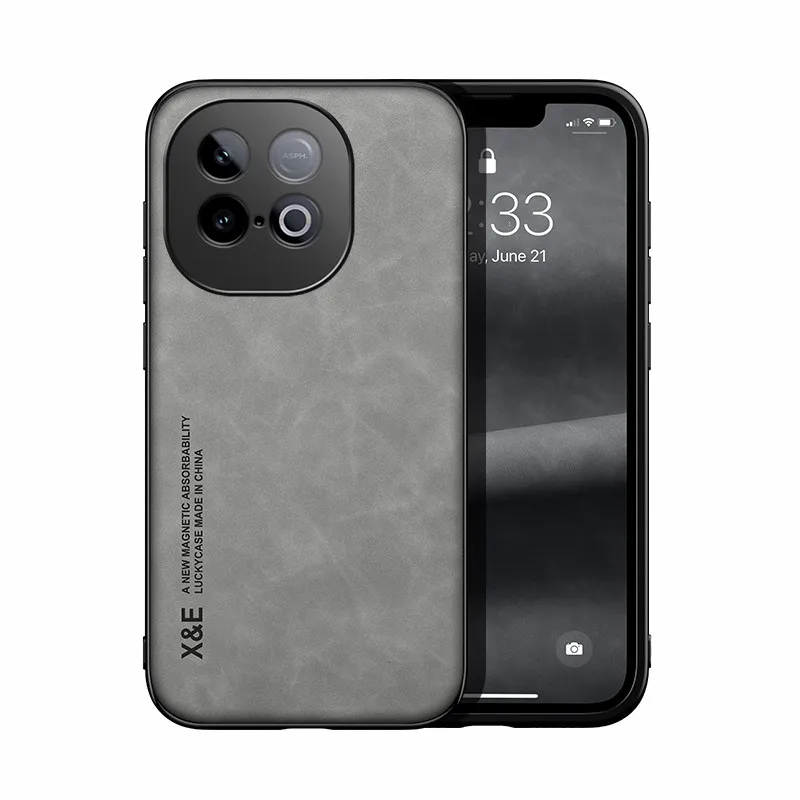 Vintage Durable PU Leather Magnetic Phone Case with Lens Protection for iQOO Z10 Turbo Series