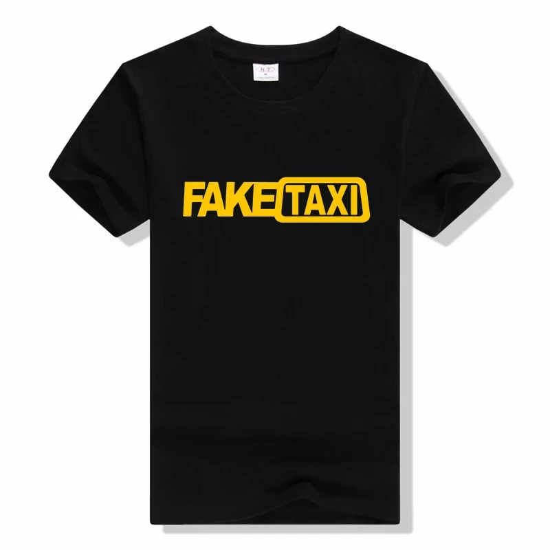 Men's cotton T-shirt Fake taxi T-shirt Crew neck short sleeved casual letter-print T-shirt Streetwear T-shirt blazer