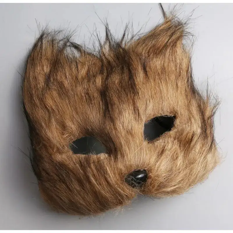 Sexy Imitation Toys Furry Fox Shape Face Mask Animal Cat Hair Halloween Cosplay Carnival Party Mask Masquerade Props Head Cover