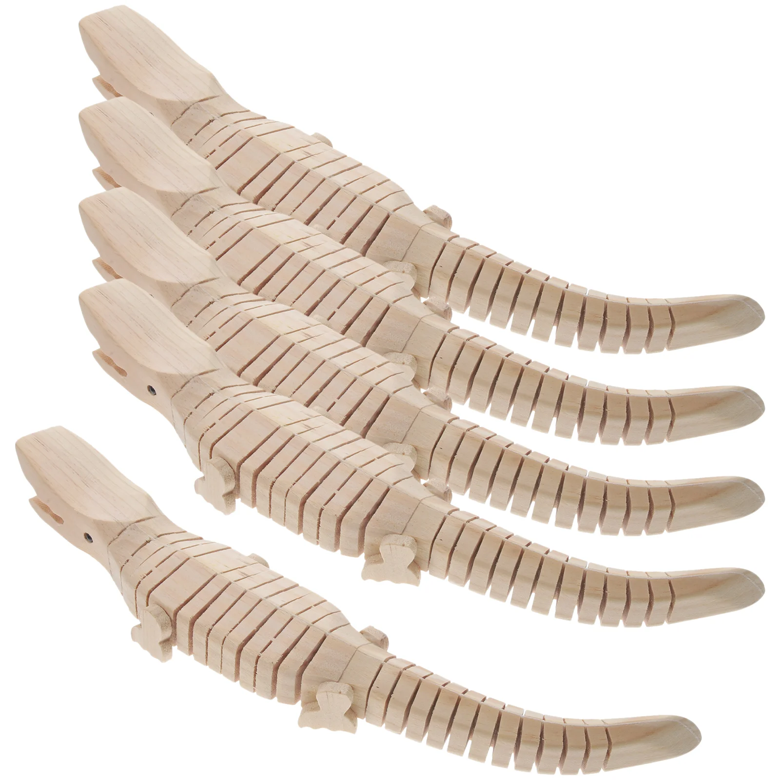 

5 Pcs Crocodile Toy Childrens Toys Small Wood Realistic Plaything Unfinished Stitching Students Handcraft Accessory