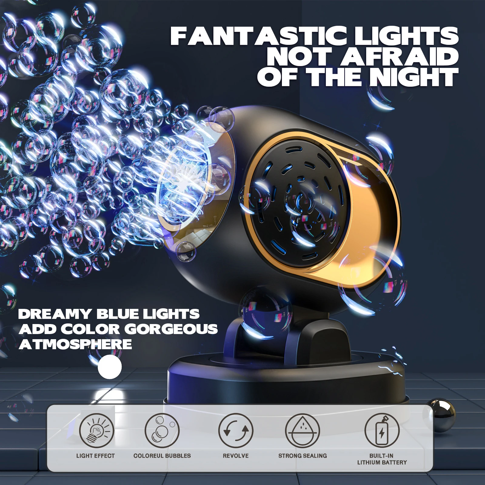 무대 버블 머신 버블건 비눗방울 뿌리개 조명 전기 발사기 포함, 버블 연속 생성, 야외 웨딩 파티 선물