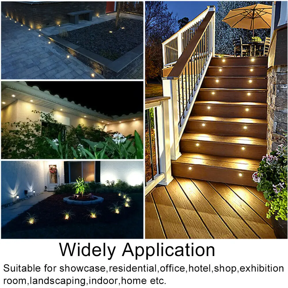 QACA 20 Pack LED Stair Lights Kit Low Voltage Landscape Lights Waterproof IP65 Outdoor 1-2/5 Recessed Wood LED Deck Lighting Yard Garden Patio Step