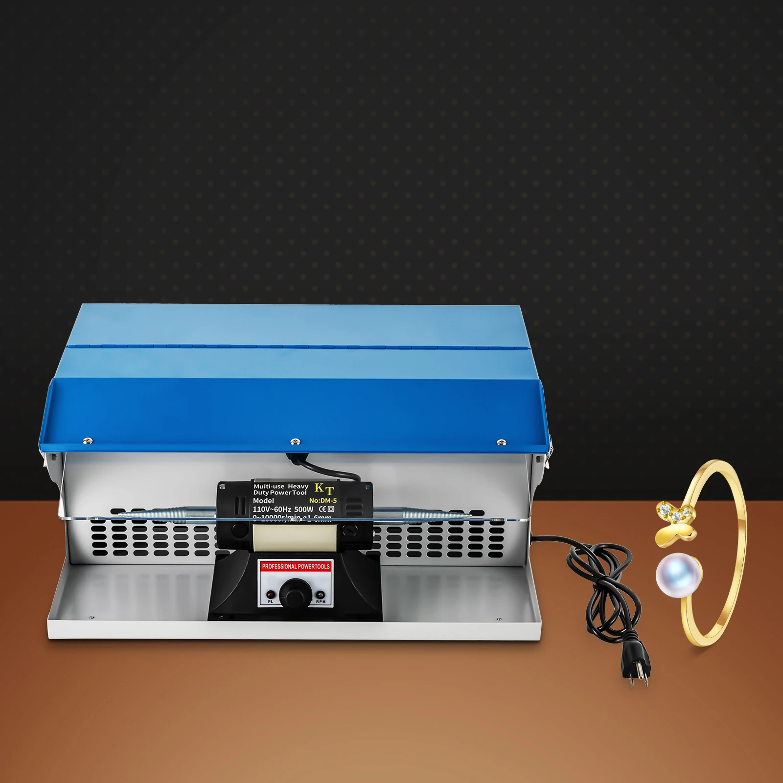 500W Jewelry Polishing Buffing Machine, Tabletop Dust Collector Polishing Machine Jewelry Buffing Machine, 0-10000 RPM