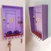1pc Wooden Key Holder - Elevate Your Home Decor With This Stylish Wooden Purple Entry Door Key Rack Wall Hooks Key Hanger 1