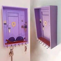 1pc Wooden Key Holder - Elevate Your Home Decor With This Stylish Wooden Purple Entry Door Key Rack Wall Hooks Key Hanger 1