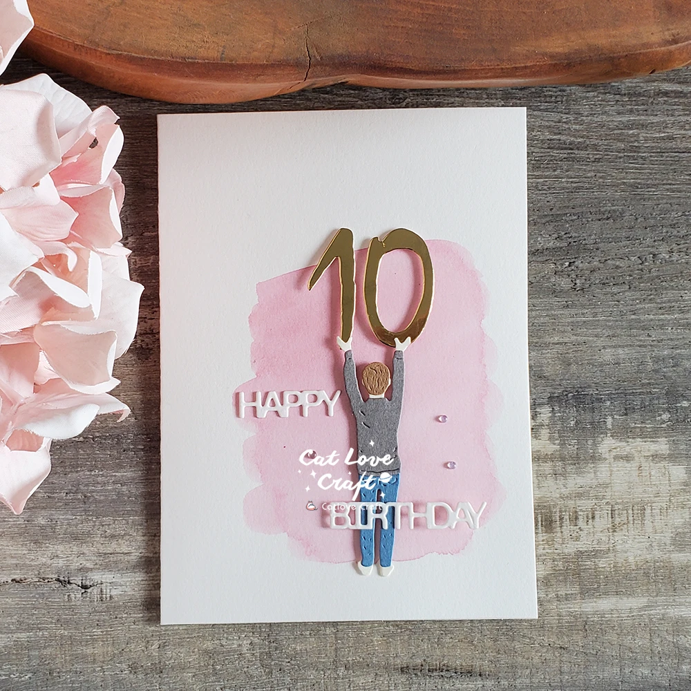 숫자를 들고 가족 배경 금속 절단 다이 스크랩북 스텐실 다이 컷 카드 만들기 공예 엠보싱 새로운 다이