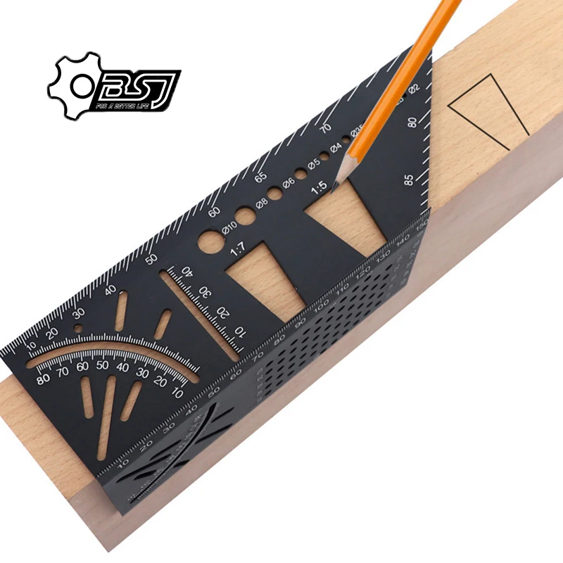 

Multi-functional 45/90 Degree Angle Ruler Precisie Woodworking Square Ruler Scribing Gauge