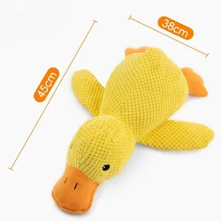 Calming Duck Plush Squeaky Chew Toy for Dogs: Durable Pet Teeth Cleaning Aid (Yellow)
