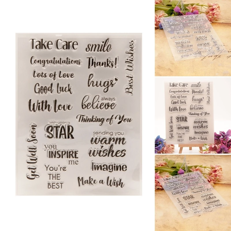 Clear Stamp Congratulations Transparent Seal Stamp Blessing Words Silicone for Scrapbooking Card Making Decoration