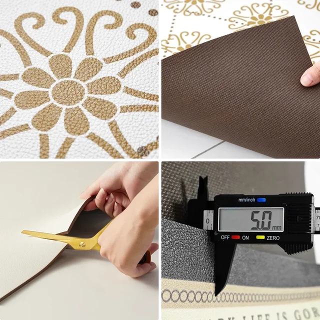 Tappetino da cucina Tappeto in pelle impermeabile in PVC Tappeti neri Tappetini lunghi Tappetini antiscivolo resistenti all'olio Tappeto moderno per la decorazione della casa  5