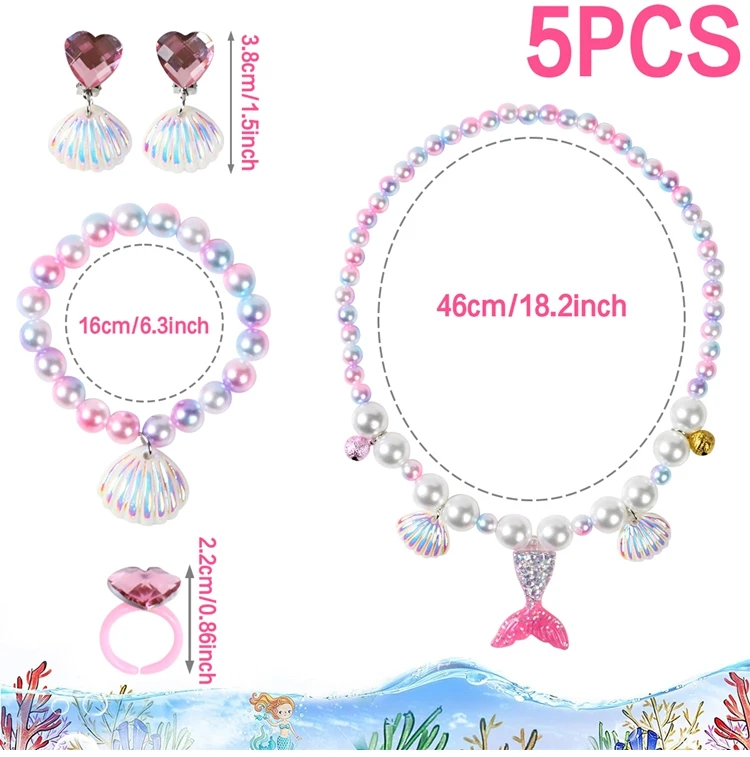 7x prinses Mermaid ketting oorbellen ingesteld | Cosplay