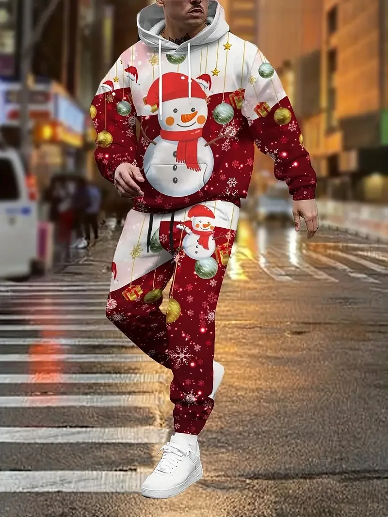 Christmas Hoodies Pants 2pcs Sets 3D Print Adult Kid Two Pieces Tracksuit New Year Party Couple Xmas Gift Jogging Suits 4