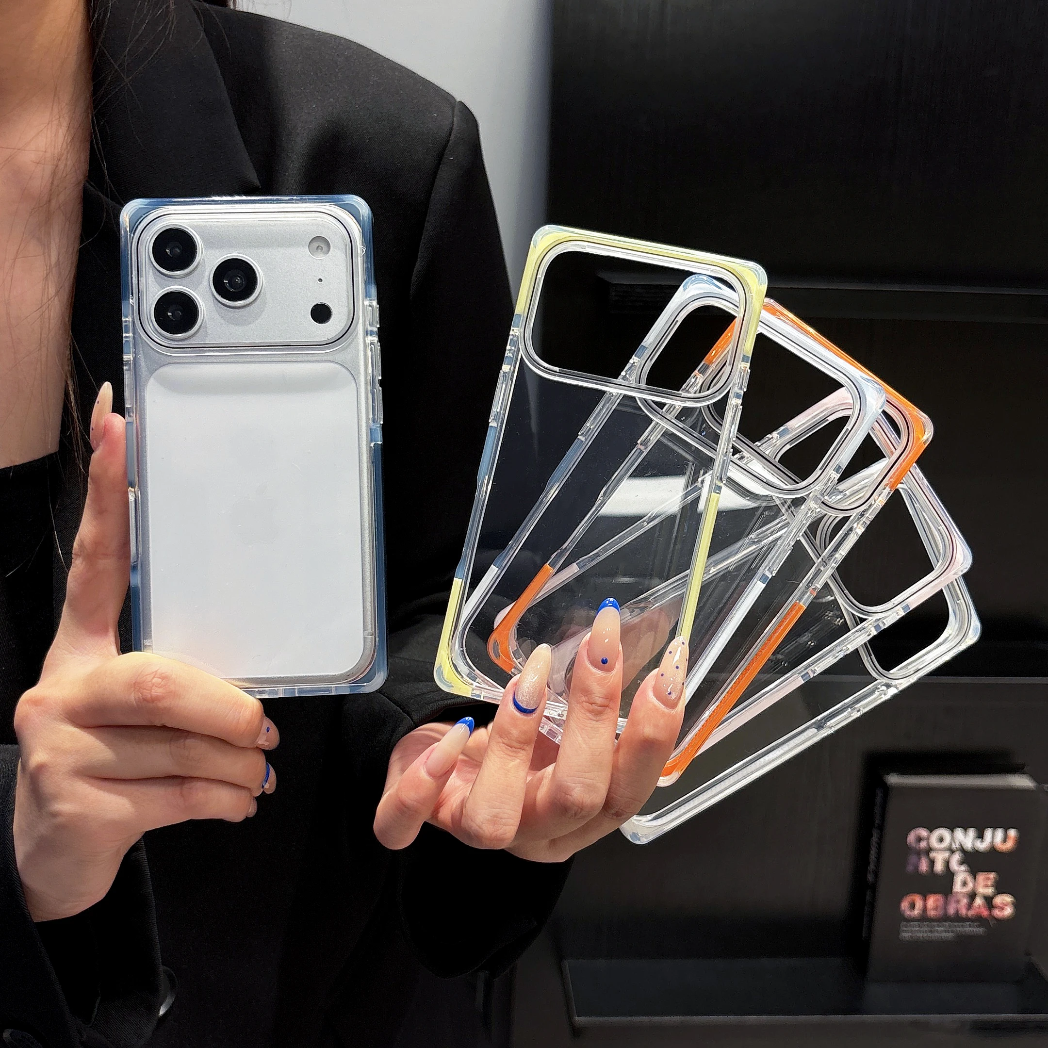 Elegant Clear Acrylic Anti-Yellowing Shockproof Phone Case with Soft TPU Frame