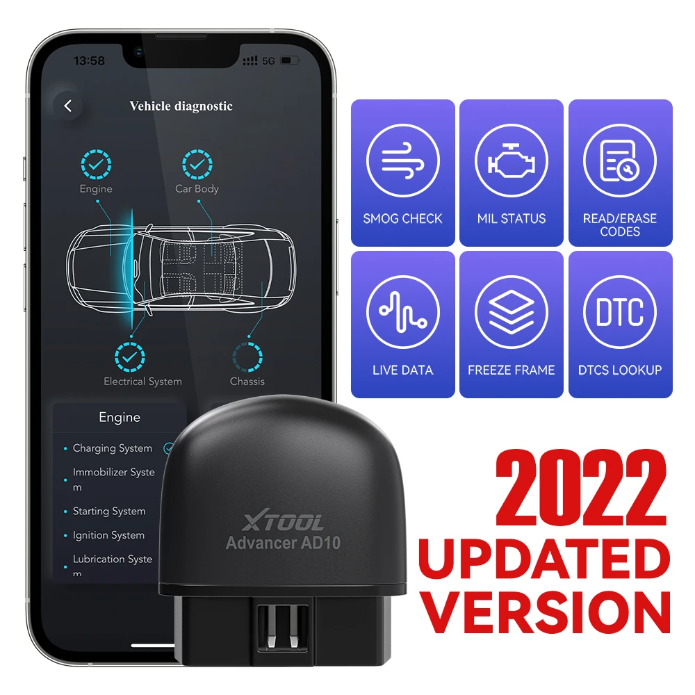 Xtool Ad10 Elm327 Advancer Obd2 System Diagnostic Scanner Bluetooth ...