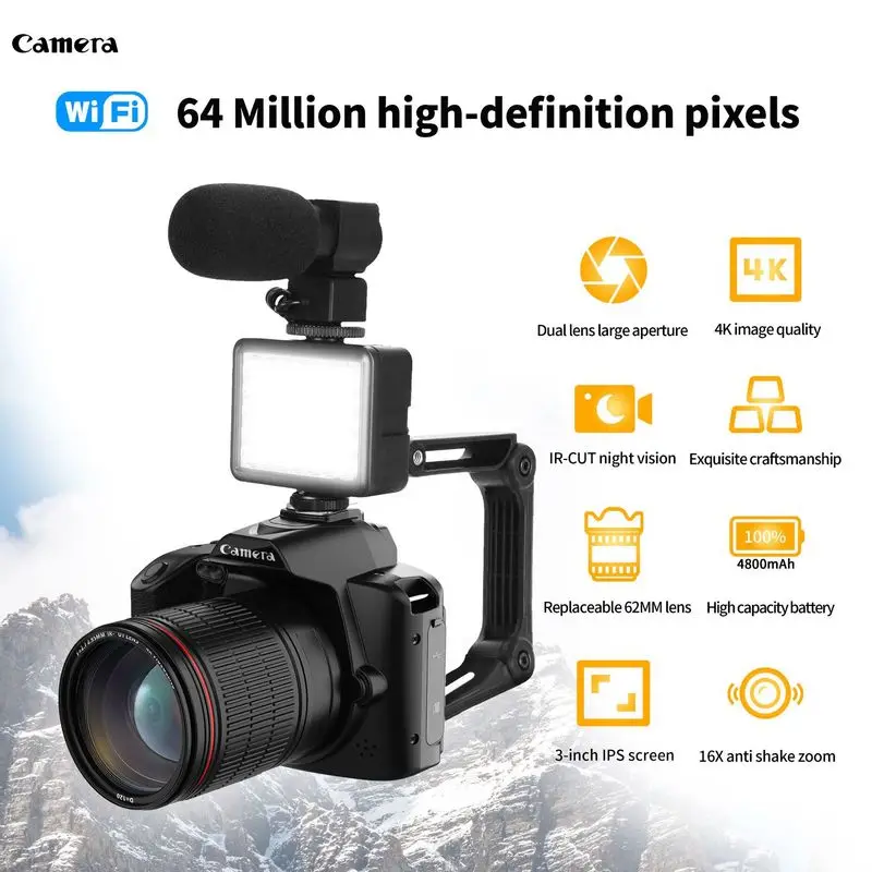 The New D5 Digital Camera Features A 64-Megapixel High-Definition Wi-Fi 4k Dual-Camera Night Vision Dv Mirrorless Camera The New D5 Digital Camera Features A 64-Megapixel High-Definition Wi-Fi 4k Dual-Camera Night Vision Dv Mirrorless Camera