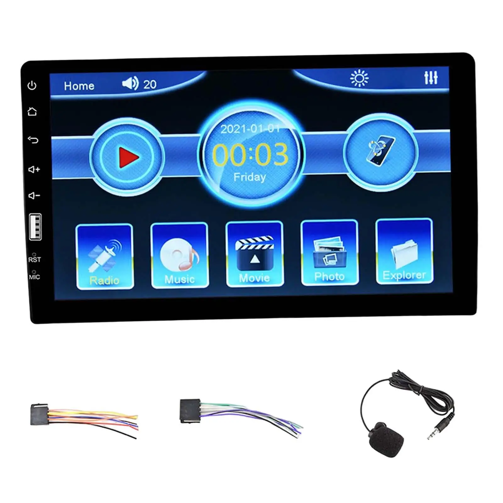 Multimedia Player Hands Free Calling Multicolor Background Lights Car Stereo Radio for Automobile