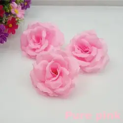Elegant Deep Purple Silk Rose Flower Heads - 10PCS Set for DIY Decoration & Celebrations (Pure pink)