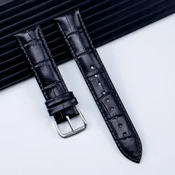 Premium Leather Wristband with Steel Pin Buckle - Superior Quality Bracelet Strap Accessory - 22mm (Black)