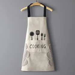 Waterproof and Oilproof Kitchen Apron with Hand-Wiping Design (White)