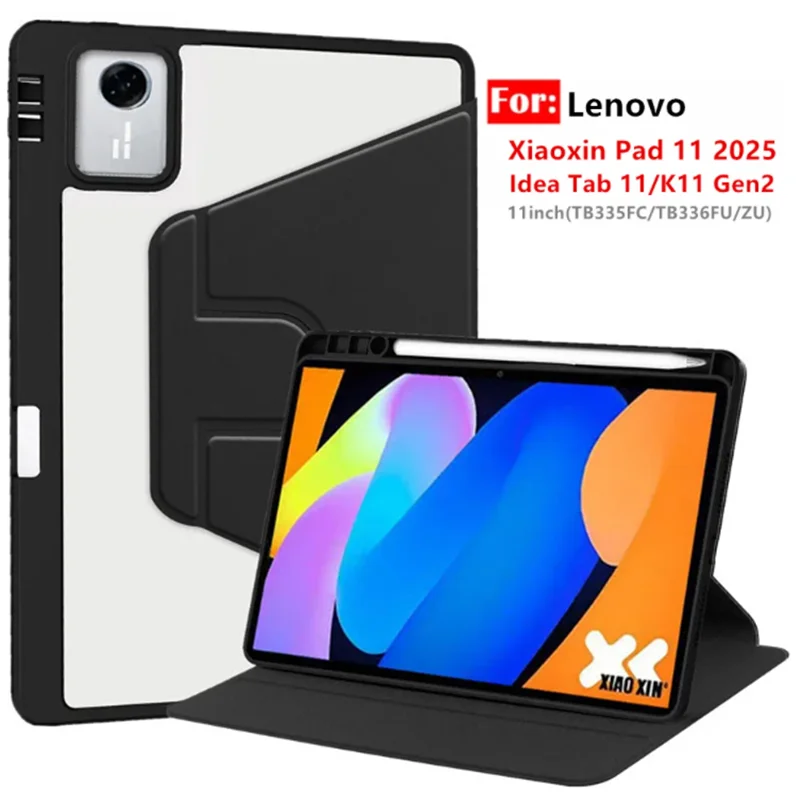 Rotating Acrylic Tablet Case with Pencil Slot - Durable Protection for Lenovo Xiaoxin Pad 11