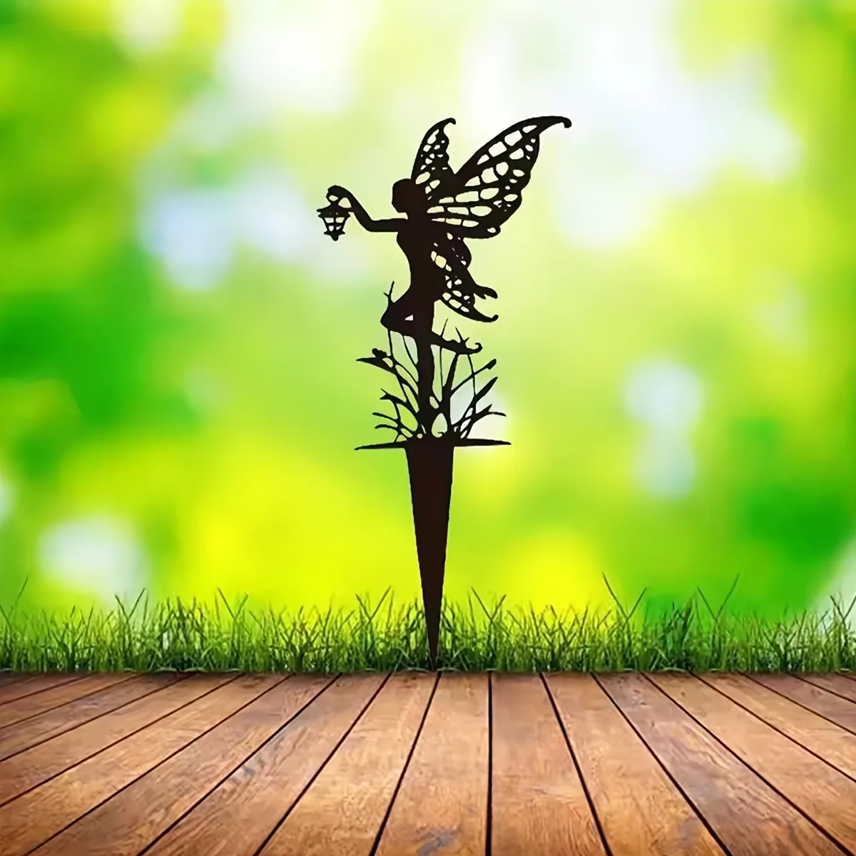 Enchanted Fairy Garden Stake - Metal Flower Fairy Lawn Ornament, Decorative Outdoor Yard Art for Patio And Garden 2