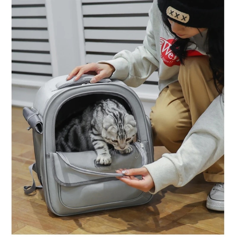 Nesitu High Quality Transparent Folding Pet Dogs Carrier Backpack Travel Cat Bag Outdoor Portable M5060 view 2