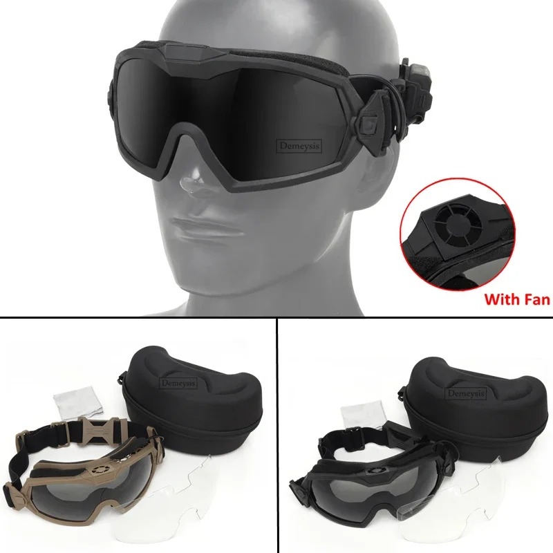 

Tactical Goggles Anti-Fog with Fan 2 Lens Airsoft Paintball Safety Eye Protection Glasses Military Motocycle CS Game Goggle