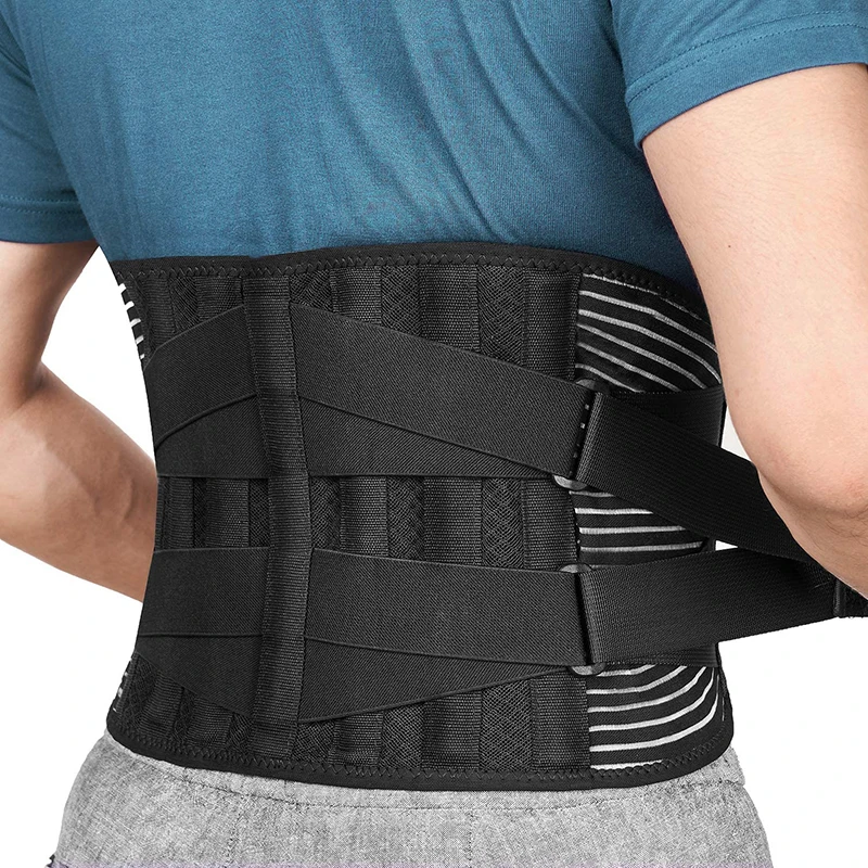 Back Lumbar Support Belt Men Spine Decompression Waist Trainer Adjustable Back Brace for Lower Back Pain Relief with 6 Stays quality lower back pain waist support belt lumbar fixation belt shoulder abduction orthosis