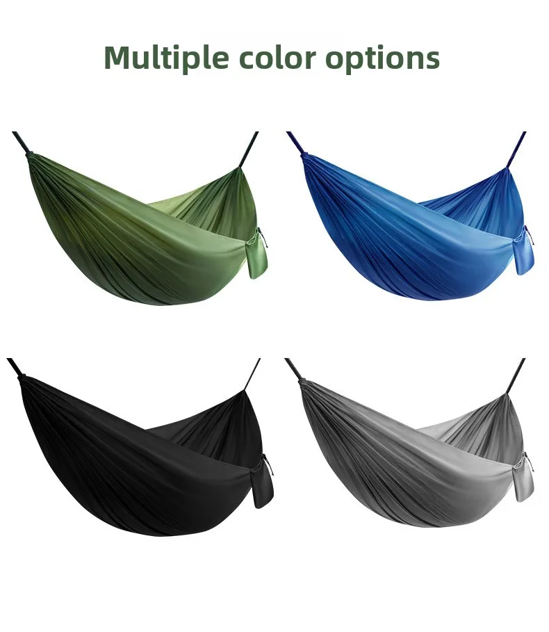 210 x 140 cm tragbare Outdoor-Camping-Hängematte, hängendes Bett aus hochfestem Fallschirmstoff für Sommer, Strand, Wandern, Outdoor-Aktivitäten – Detail 14