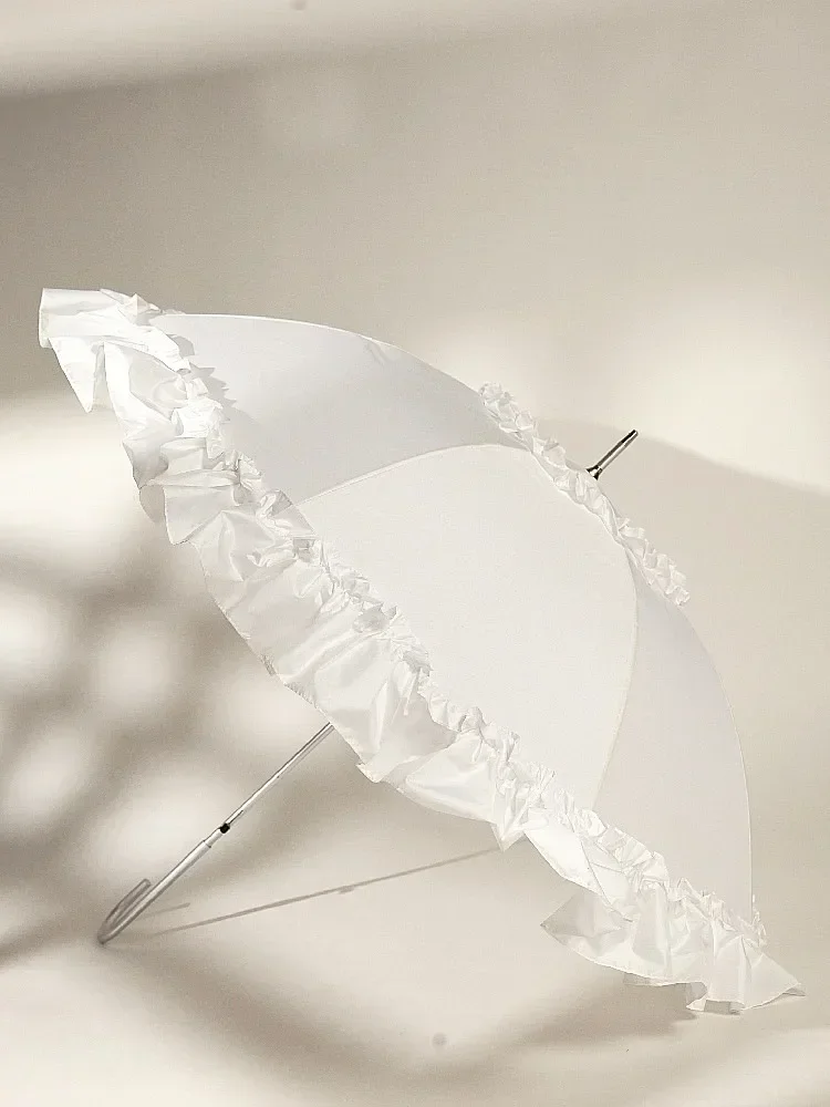 Lace Long Shank Umbrella Curved Handle European-style Vintage Umbrella Arch Princess Straight Stick Photography Household