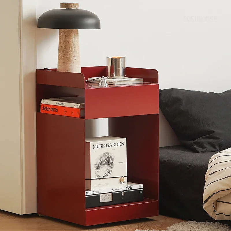 Nordic Metal Nightstands for Bedside Creative Storage Movable Bedside Tables Luxury Multifunctional Night Table for Bedroom