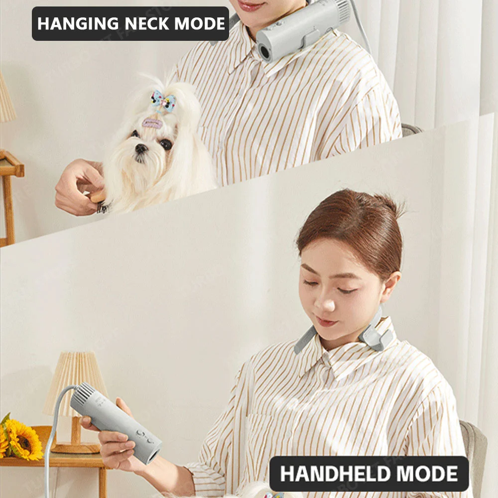 Pet Hair Dryer Neck Hanging Hair Dryer For Neck Pet Drying Efficient High-Power Compressor Mini Silent