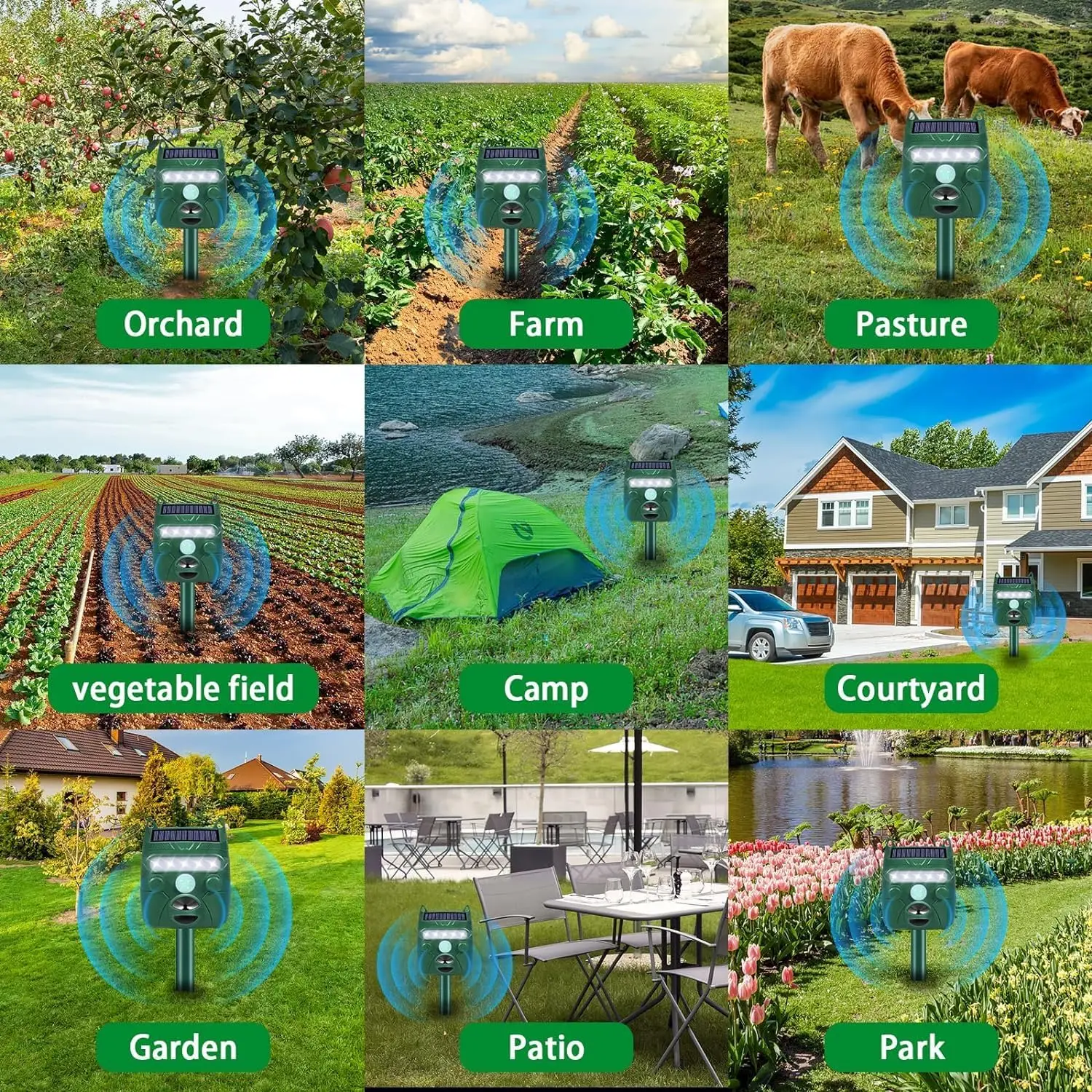 Solar Motion Sensor Animal Repellent with LED Strobe Light