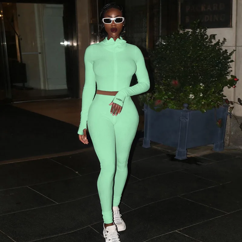 

Hot Selling High Necked Full Sleeved Jumpsuit for Women's Fitness and Slimming One-piece Zipper Cover 2024