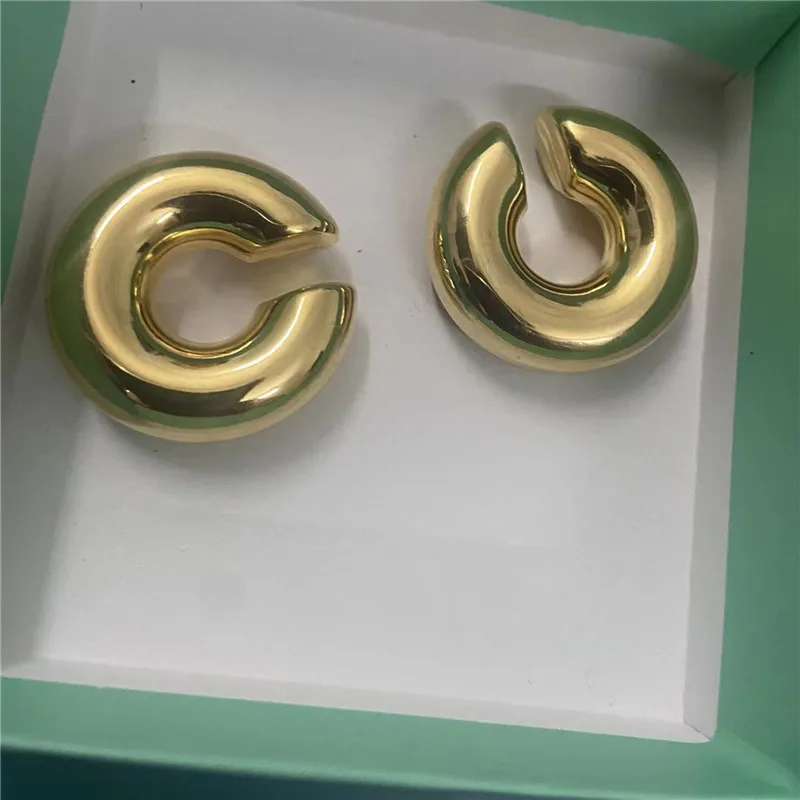 2023 Stainless Steel Cool Drop Fashion Hollow Stud Earrings Personalized Gold Color Texture Charm Jewelry New