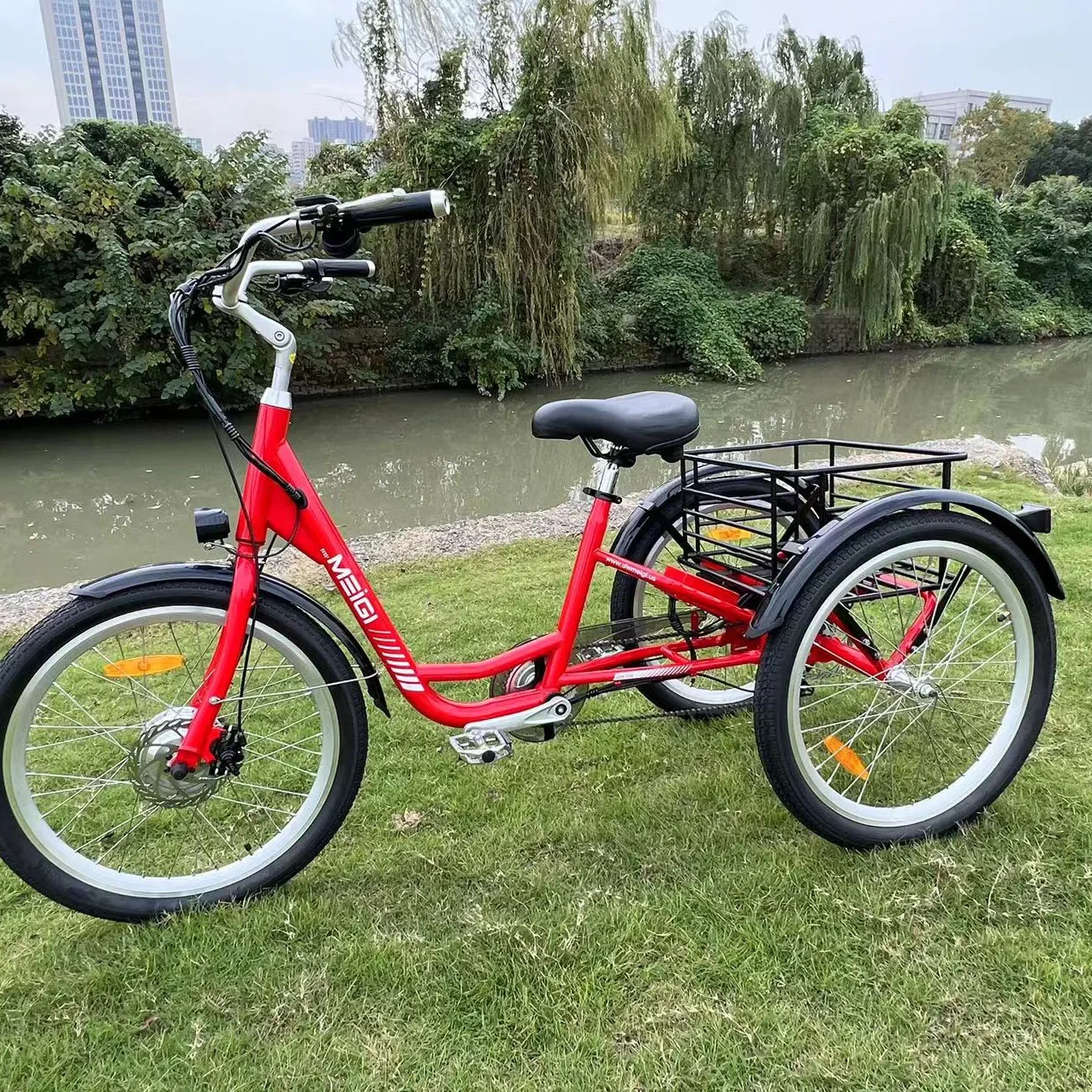 MEIGI Good Quality Urban E Tricycle  350W Motor Cargo Delivery Ebike 3 Wheel Electric Tricycle For Adults custom dyu a5 14 inch 350w brushless motor folding electric bicycle power assist moped ebike 40km range for commuting shopping traveling