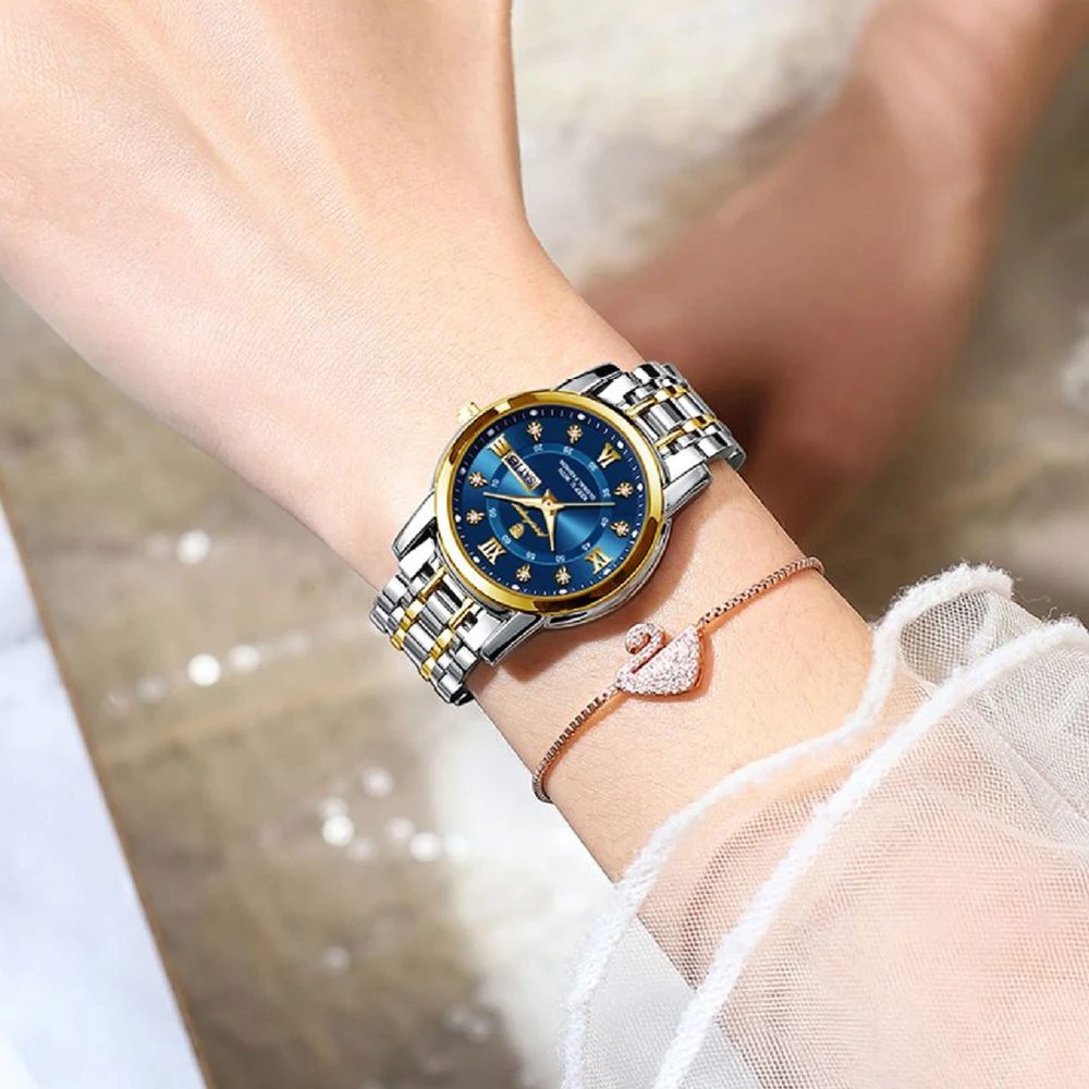 POEDAGAR Elegant Fashion Women's Watch Diamond Roman Dial Original Quartz Watch for Girl Waterproof Stainless Steel Luminous New 5