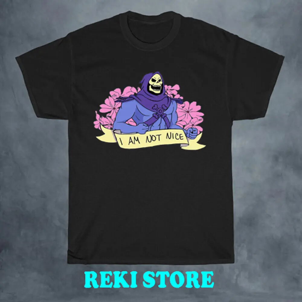 Non Sono Nice Skeletor He-Man Funny Logo T-Shirt Nera Da Uomo Taglia S-5Xl