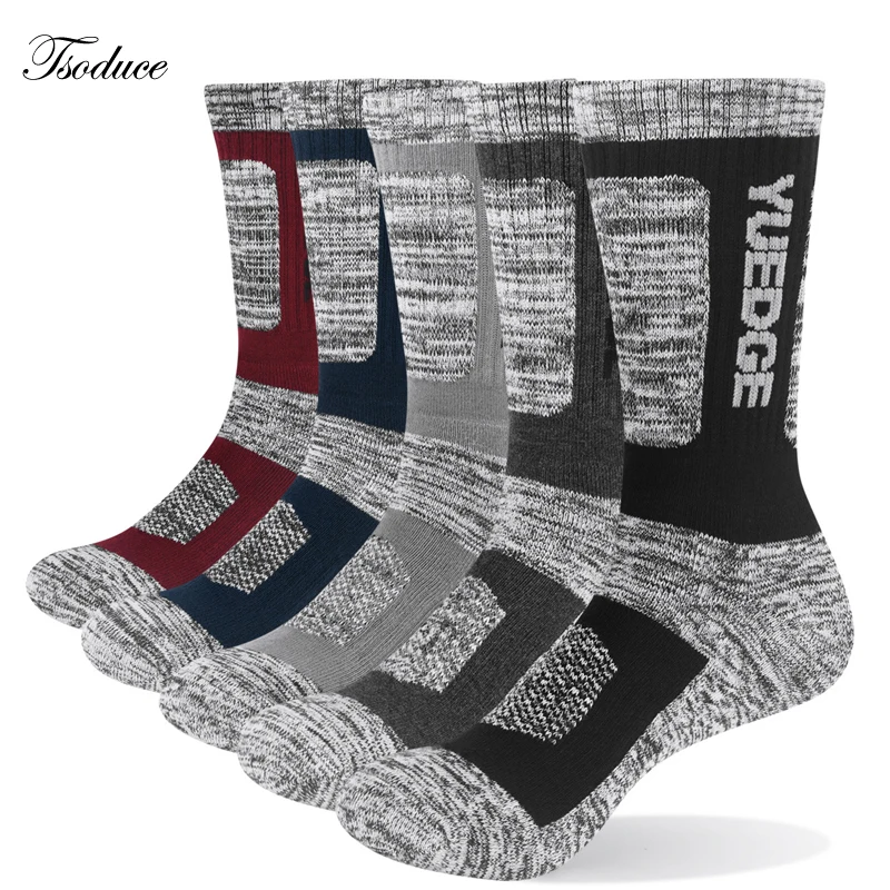 

5 Pairs Outdoor Sports Socks Middle Thickened Foot Cushion Towel Breathable Moisture Wicking Cotton Hiking Climbing Running Sock