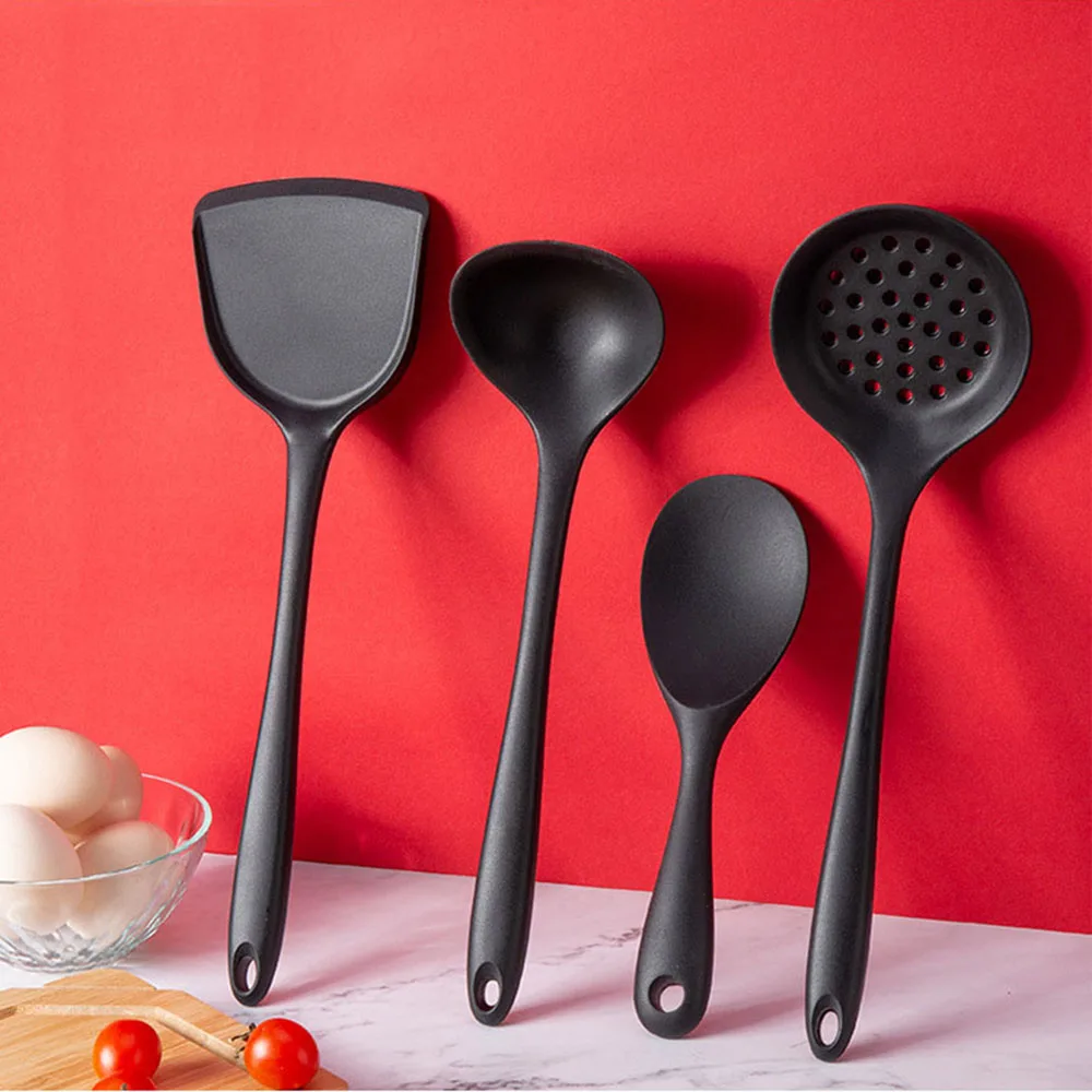 Non-Stick Black Cooking Kitchenware Tool Silicone Utensils Set Cookware Spatula Ladle Egg Beaters Shovel Kitchen Accessories