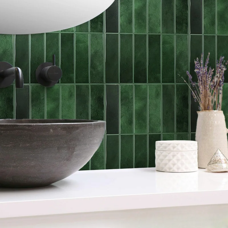1/2/8 Sheets 3D Wall Sticker Self-adhesive Green Mosaic Peel Stick Wall Panel Backsplash for Kitchen Waterproof Tile Stickers wall stickers,self adhesive stickers,kitchen wall sticker,decorative tile stickers