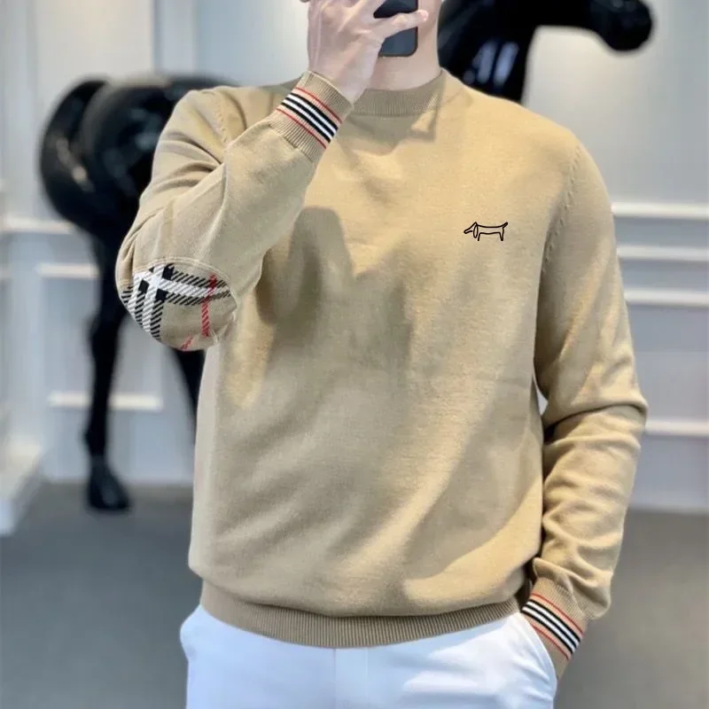 2024 Men Knitted Sweater Golf Shirts Luxury Long Sleeves Top Fashion Casual Round Neck Windproof Blouse NEW Autumn Golf Wear Men 3