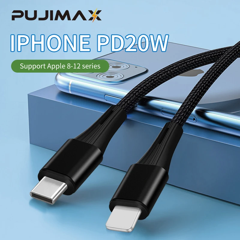 PUJIMAX New 1/2M PD 20W USB Type C Cable For IPhone 11 12Pro Max 13 14 Pro Max Smart Fast Charging Data Cable Phone Accessories