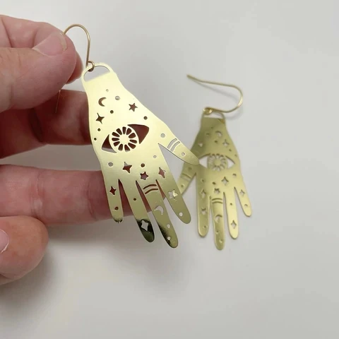 

Hand Dangles Earrings celestial Earrings Jewelry Gift