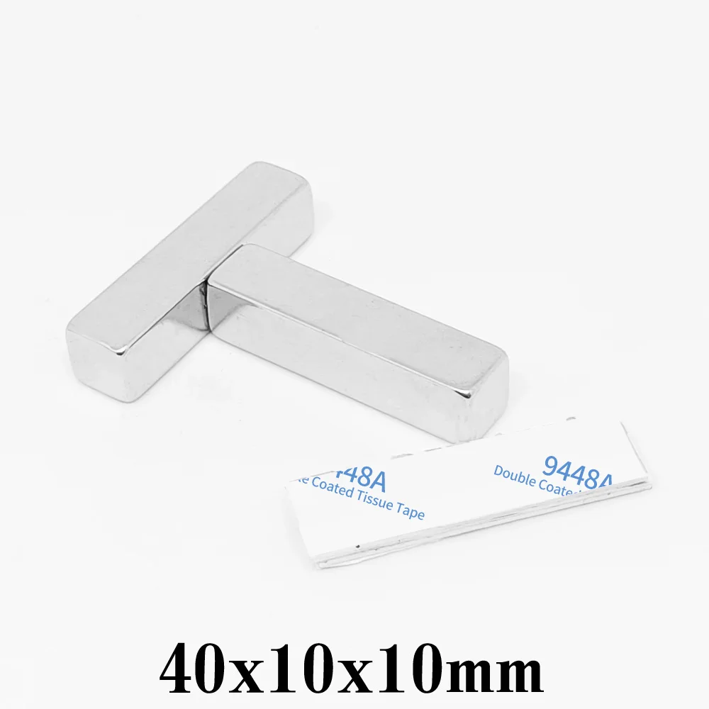 두꺼운 블록 초강력 자석, 3M 테이프 포함, 희토류 네오디뮴 자석, 40x10x10mm, 40x10x10mm