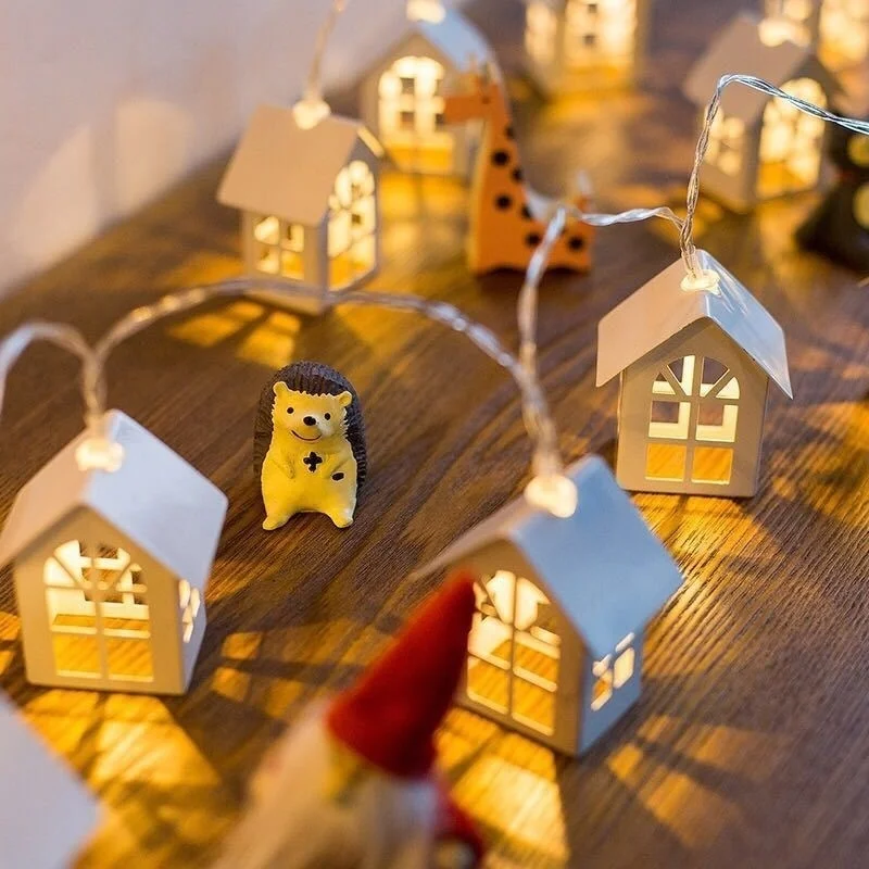 LED Christmas Tree House Style Fairy Light String Decorations for Tree