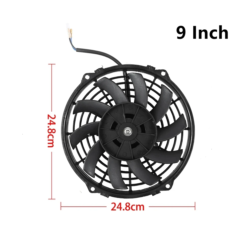 Electric Fan 7/9/10/12/14 Inch Universal 12V 80W Electronic Radiator Cooling Fans Push Pull Blade Electric Cool Mounting Kit
