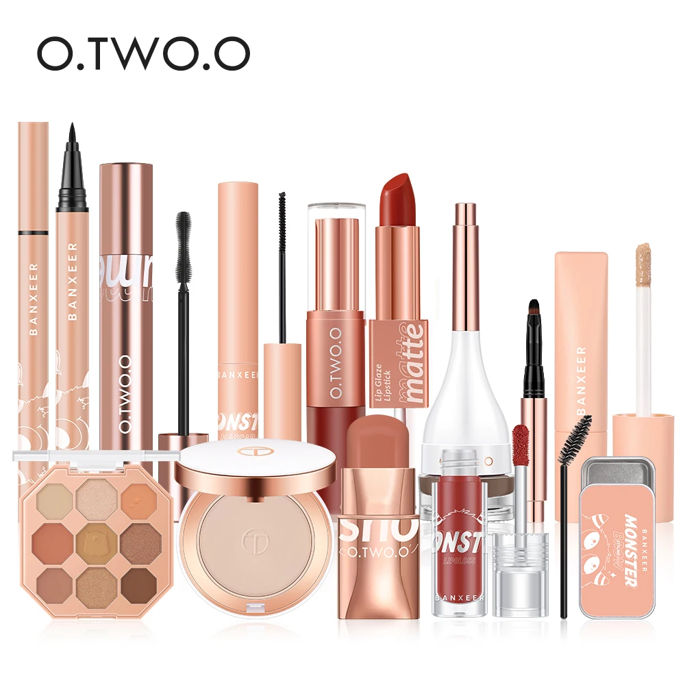O.TW O.O 메이크업 세트 마스카라, 방수 아이브로우 젤 펜슬, 아이라이너 페이스 컨실러, 매트 립스틱, 블러쉬 아이섀도우