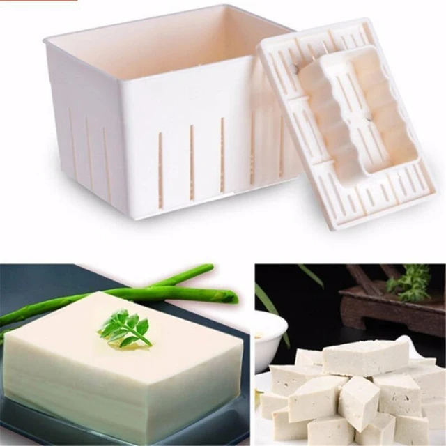 Kitchen Plastic Rectangle Handmade Press Maker Tofu Mold Cutter Box Case White