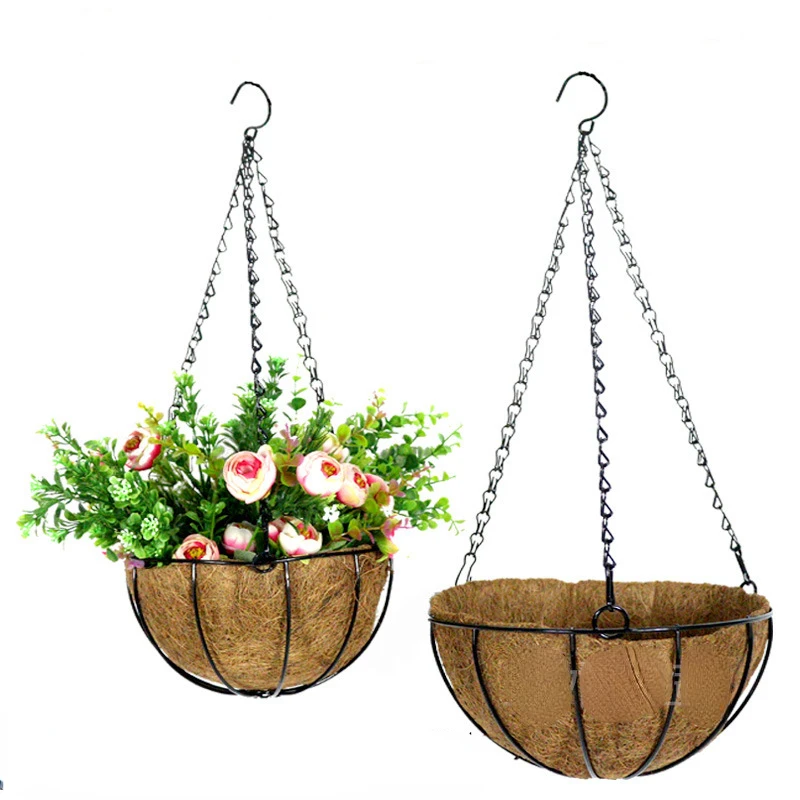 

Metal Hanging Basket For Plants Flower Garden Pot Planters 8/10 Inch Round Wire Plant Holder Pots For Home Balcony Decoration